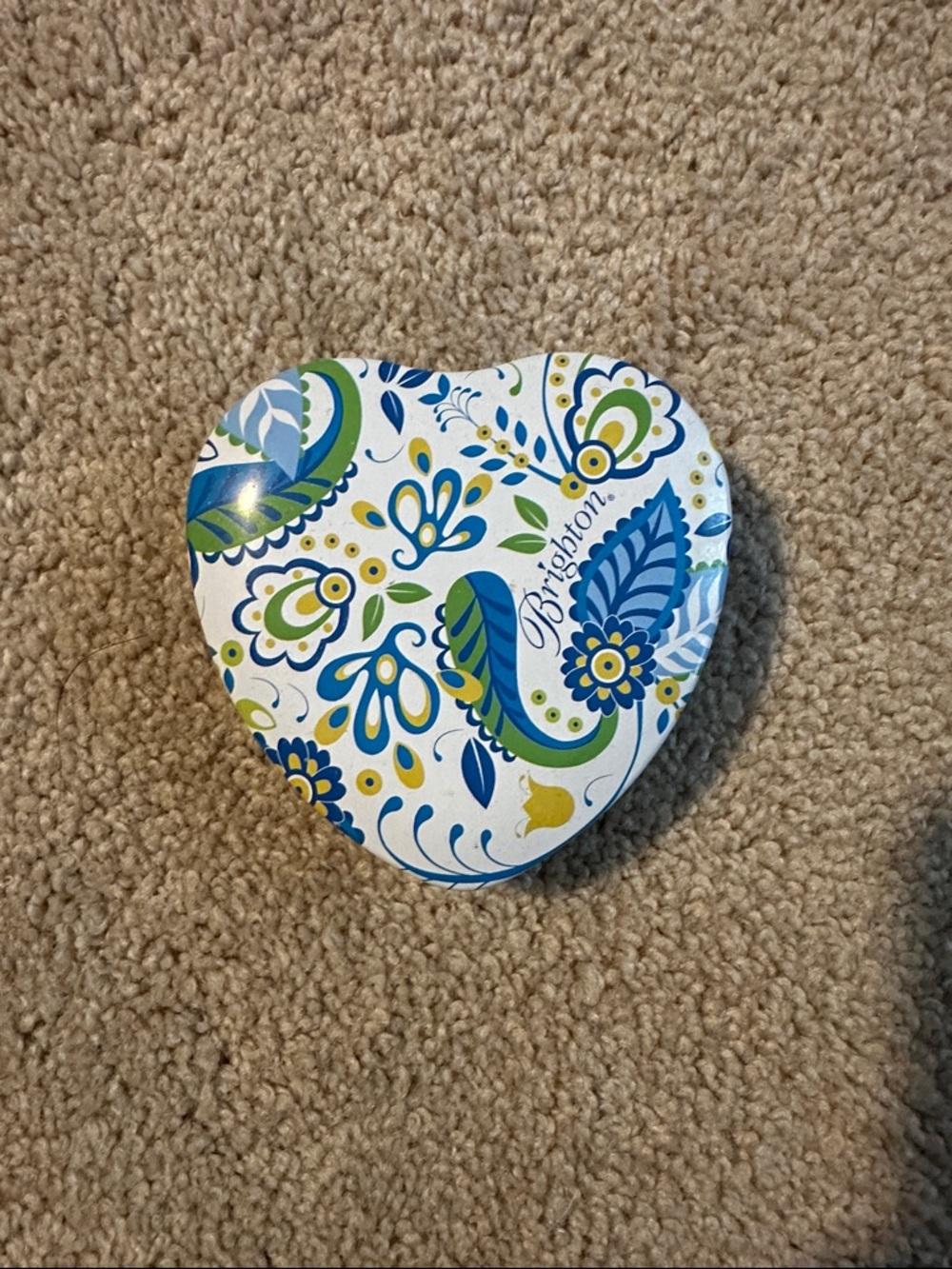 Brighton Heart Trinket Box - White, Blue, Green